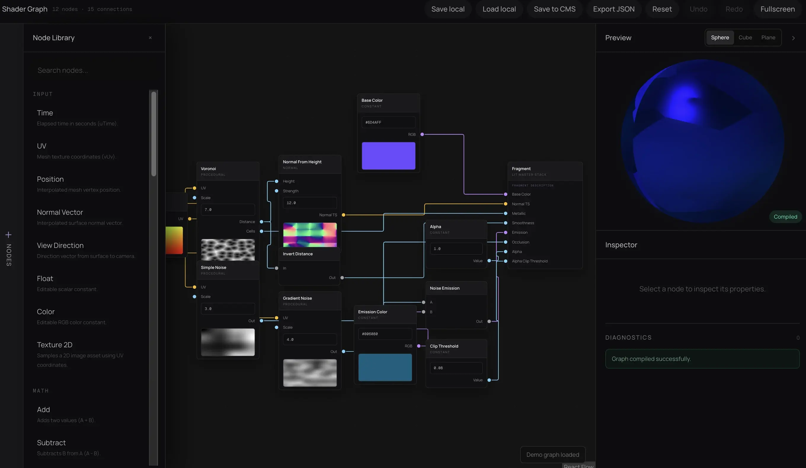 Full Shader Graph interface